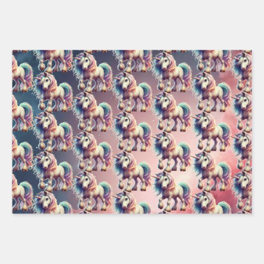 Magical Unicorn Wrapping Paper Geschenkpapier Set (Vorderseite)
