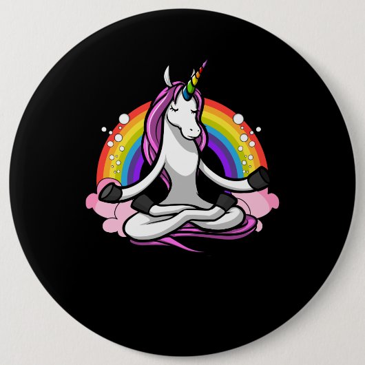 Magical Unicorn Yoga Zen Medizin Regenbogen Button (Vorderseite)