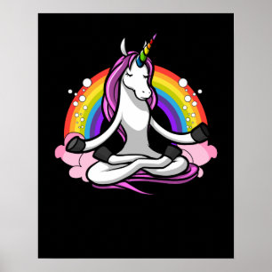 Magical Unicorn Yoga Zen Medizin Regenbogen Poster