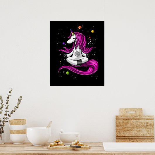 Magical Unicorn Yoga Zen Space Meditation Poster (Küche)