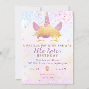 Magical Unicorn zum Geburtstag Einladung Pastel