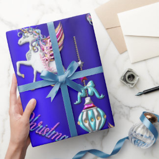 Magical Unicorns Dark Blue Weihnachten Geschenkpapier