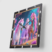 Magical Unicorns Fantasy Quadratische Wanduhr (Winkel)