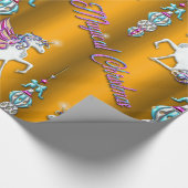 Magical Unicorns Goldene Weihnachten Geschenkpapier (Ecke)