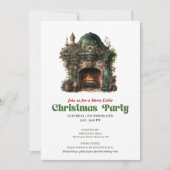 Magical vintage Christmas fireplace party invite Einladung (Vorderseite)