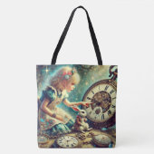 Magical Vintage Clocks Alice and White Rabbit Tasche (Vorderseite)