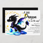 Magical Watercolor Dragon Boy Baby Dusche Einladung (Vorne/Hinten)