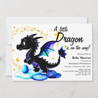 Magical Watercolor Dragon Boy Baby Dusche Einladung