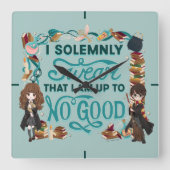 Magical Watercolor "I feierlich Swear" Quadratische Wanduhr (Vorderseite)