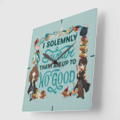 Magical Watercolor "I feierlich Swear" Quadratische Wanduhr (Winkel)