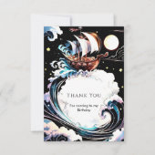 Magical Watercolor Matey Pirate Birthday Dankeskarte (Vorderseite)