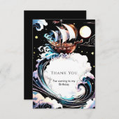 Magical Watercolor Matey Pirate Birthday Dankeskarte (Vorne/Hinten)