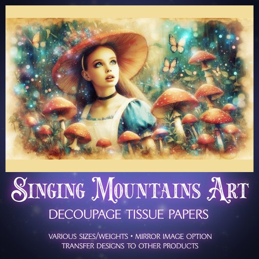 Magical Watercolor Mushroom Woods Decoupage Seidenpapier