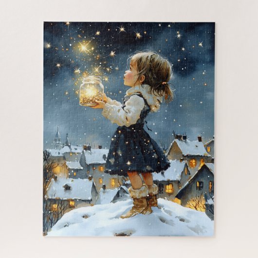 Magical Watercolor Winter Starry Night Puzzle (Vertikal)