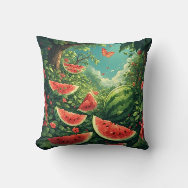 Magical Watermelon Garden - Natur Fantasy Blanket Kissen (Vorderseite)