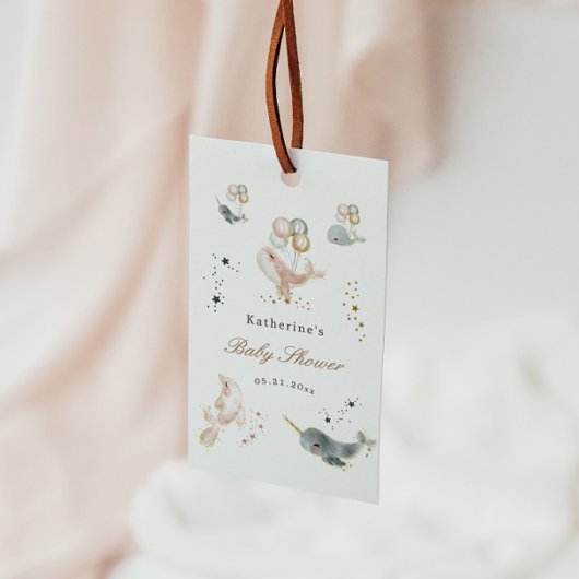 Magical Whales Balloons Babydusche Geschenkanhänger