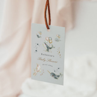 Magical Whales Balloons Babydusche Geschenkanhänger