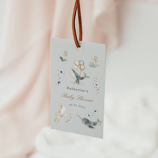 Magical Whales Balloons Babydusche Geschenkanhänger