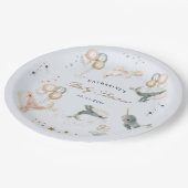 Magical Whales Balloons Stars Baby Dusche Pappteller (Schrägansicht)