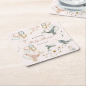 Magical Whales Balloons Stars Baby Dusche Rechteckiger Pappuntersetzer (angewinkelt)