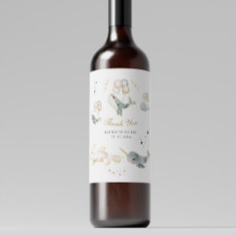 Magical Whales Balloons Stars Baby Dusche Weinetikett