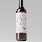 Magical Whales Balloons Stars Baby Dusche Weinetikett