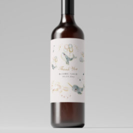 Magical Whales Balloons Stars Baby Dusche Weinetikett