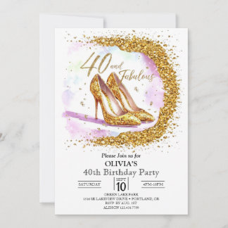 Magical Whimsical Digital Gold 40. Geburtstag Einladung