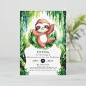 Magical Whimsical Sloth Birthday Einladung (Stehend Vorderseite)