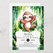 Magical Whimsical Sloth Birthday Einladung (Vorne/Hinten)
