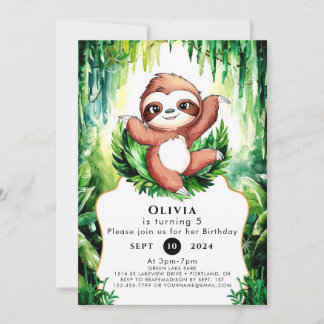 Magical Whimsical Sloth Birthday Einladung