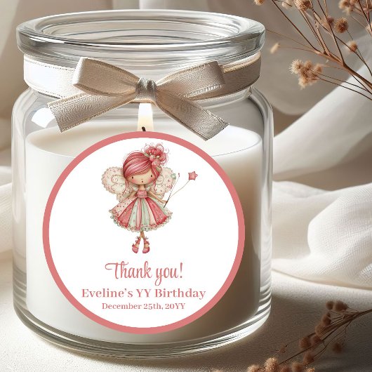 Magical Whimsy Pink Floral Girl Birthday Stickers