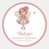 Magical Whimsy Pink Floral Girl Birthday Stickers (Vorderseite)