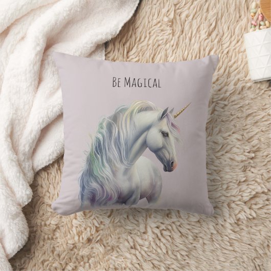 Magical White Gold Horn Unicorn  Kissen (Decke)