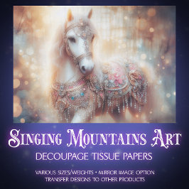 Magical White Horse Watercolor Craft Decoupage Seidenpapier