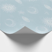 Magical White Moon Sun Stars Blue pattern Geschenkpapier (Ecke)