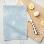 Magical White Moon Sun Stars Blue pattern Geschirrtuch (Viertel Falte)