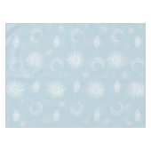 Magical White Moon Sun Stars Blue pattern Tischdecke (Vorderseite (Horizontal))