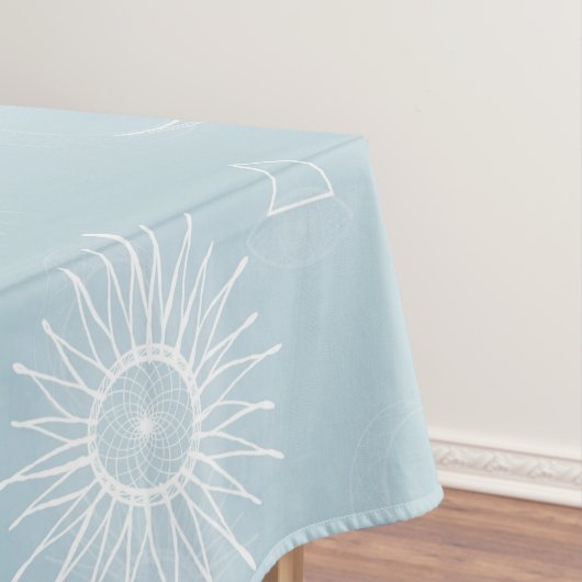 Magical White Moon Sun Stars Blue pattern Tischdecke (Beispiel)