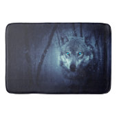 Magical Wild Wolf mit Phantastischen blauen Augen Badematte (Vorderseite)