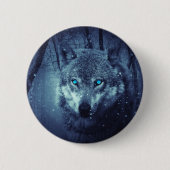 Magical Wild Wolf mit Phantastischen blauen Augen Button (Vorderseite)