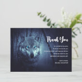 Magical Wild Wolf mit Phantastischen blauen Augen Dankeskarte (Stehend Vorderseite)