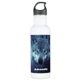 Magical Wild Wolf mit Phantastischen blauen Augen Edelstahlflasche