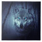 Magical Wild Wolf mit Phantastischen blauen Augen Fliese (Vorderseite)