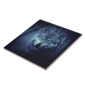 Magical Wild Wolf mit Phantastischen blauen Augen Fliese (Seite)