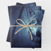 Magical Wild Wolf mit Phantastischen blauen Augen Geschenkpapier Set (Beispiel)