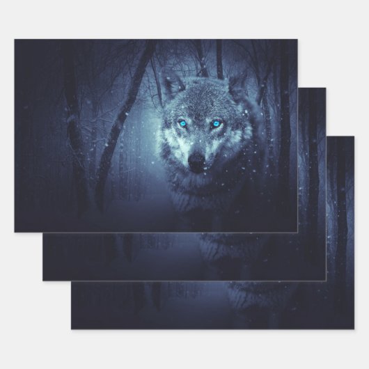 Magical Wild Wolf mit Phantastischen blauen Augen Geschenkpapier Set (Set)