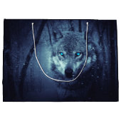Magical Wild Wolf mit Phantastischen blauen Augen Große Geschenktüte (Rückseite)