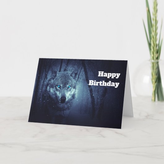 Magical Wild Wolf mit Phantastischen blauen Augen Karte (Vorderseite)