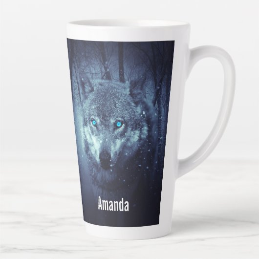 Magical Wild Wolf mit Phantastischen blauen Augen Milchtasse (Rechts)